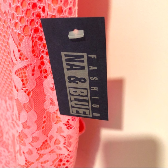 Lush 2 PC Set Coral-Pink Lace Crop Top and Skirt (New)-Size S/M - Picture 9 of 14